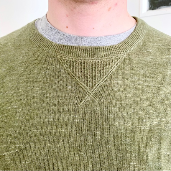J.Crew Olive Green Crewneck Sweater Cabin Knit Minimalist Fall Winter Layering - Picture 2 of 4